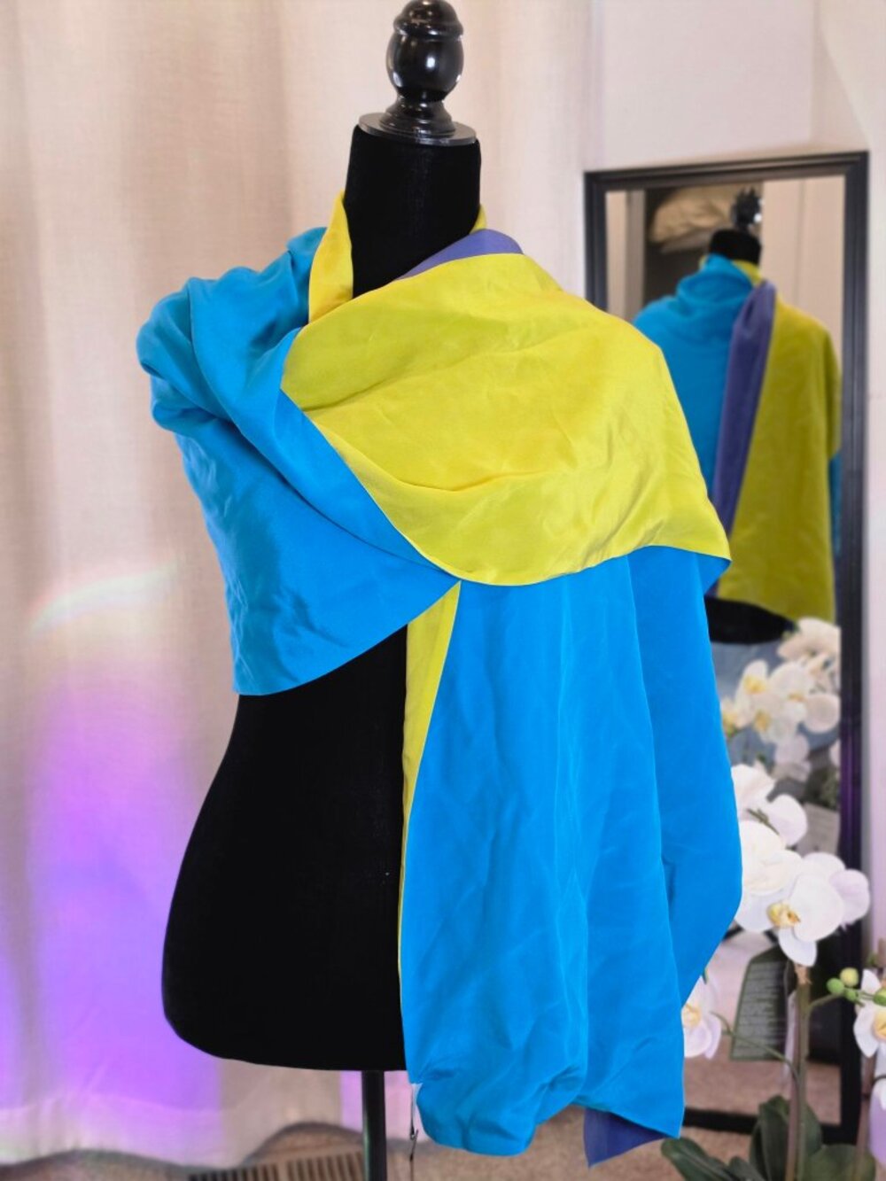 Silk Assets 100% Silk Colorblock Wrap Shawl NWT